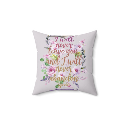 Hebrews 13:5 Christian Pillow with Inspiring Bible Verse