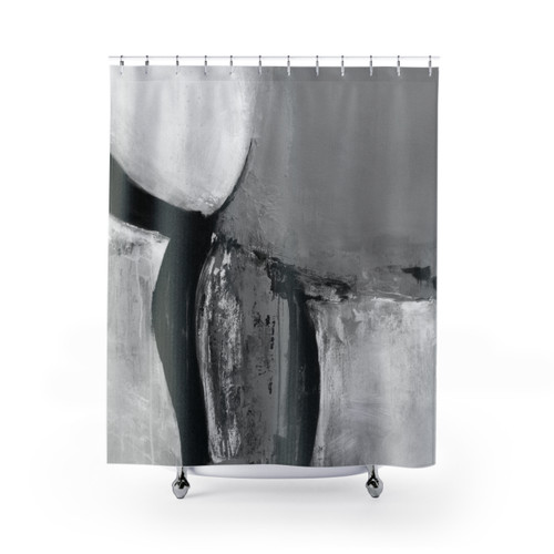Black White Gray Abstract Shower Curtains