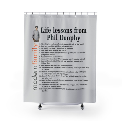 Modern Family Shower Curtains with Phil Dunphy Quotes