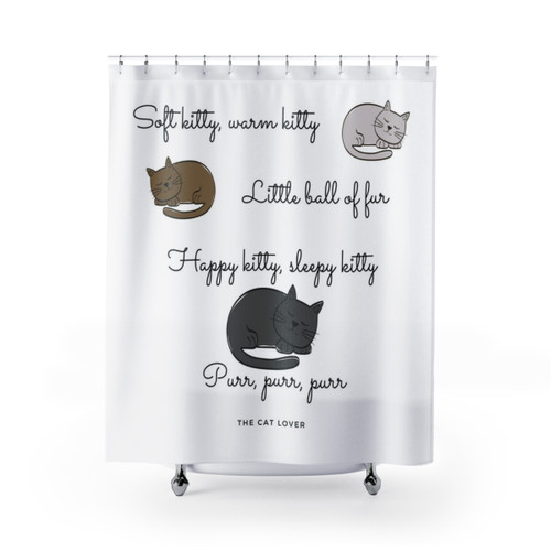 Soft Kitty Shower Curtains featuring adorable cat design