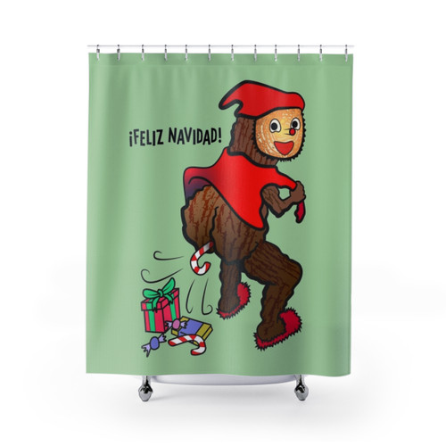 Tió de Nadal Christmas Shower Curtain