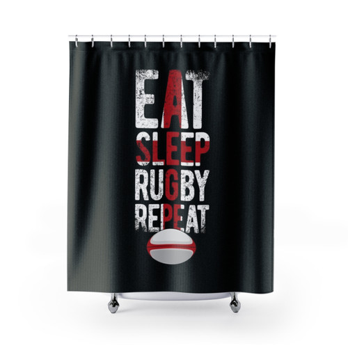Eat Sleep Rugby Repeat England Rugby Shower Curtain