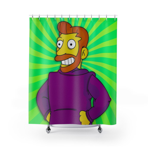 Simpsons Shower Curtain featuring Hank Scorpio's Backwards Coat