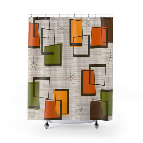 Mid-Century Modern Rectangular Abstract Art Shower Curtains