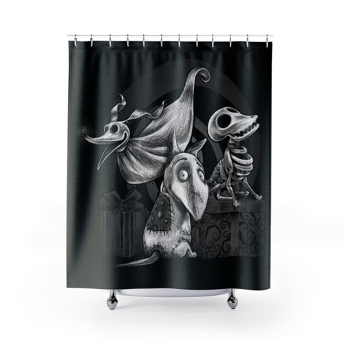 Creepy Dogs Shower Curtain - Burtonesque and Spooky Design