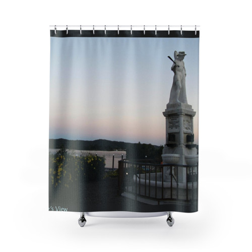 Canecutter's View Shower Curtain with River and Monument Scenery