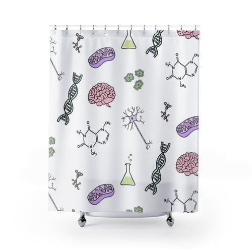 Science Themed Shower Curtains with Beakers, Microscopes, and More
