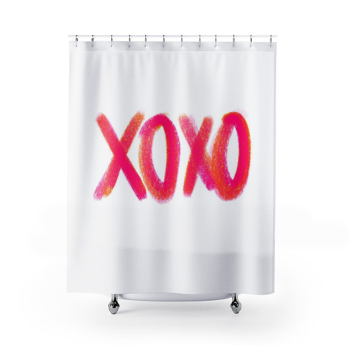 Preppy XOXO Shower Curtains in Pink and Orange