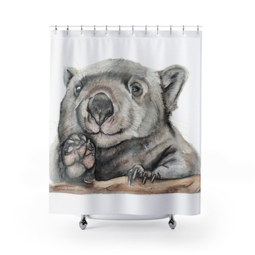 Watercolor Wombat Shower Curtain