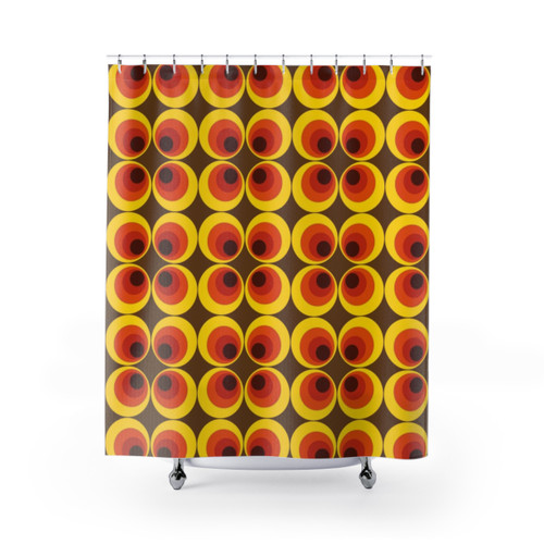 Retro Vintage Shower Curtains with Geometric Patterns
