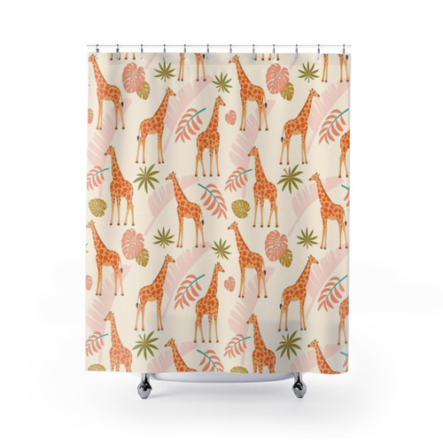 Giraffe Leaves Shower Curtains - Safari Wildlife Decor