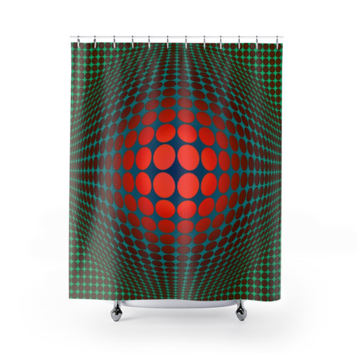 Optical Illusion Shower Curtains featuring a Victor Vasarely Homage design
