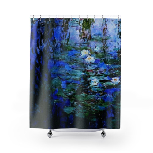 Monet's Blue and White Water Lilies Shower Curtain