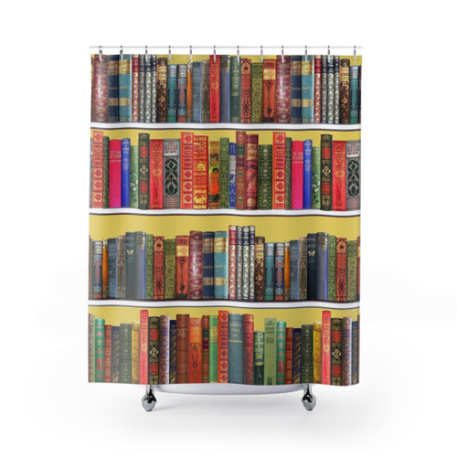 Vintage Bookshelf Shower Curtains for Book Lovers