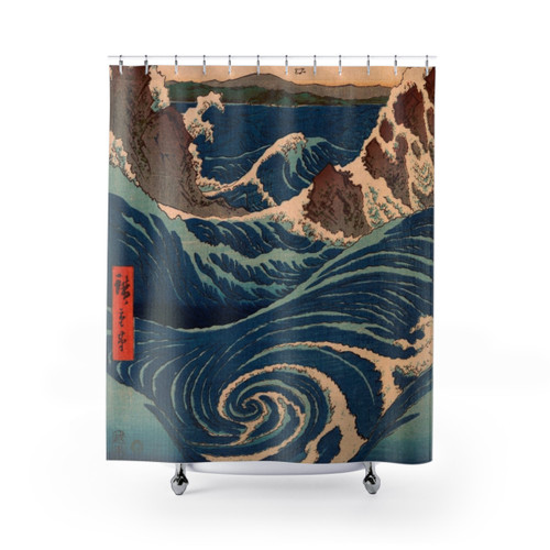 Elegant Japan Ukiyo-e Waves Shower Curtain