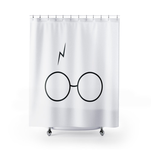 Magical shower curtains with wizard silhouette design