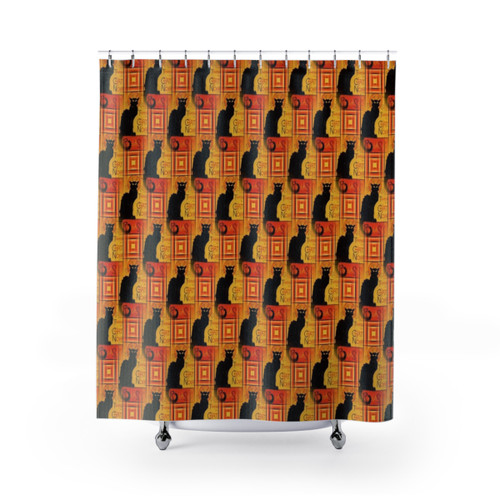 Vintage Distressed Shower Curtains featuring the Tournee Du Chat Noir design