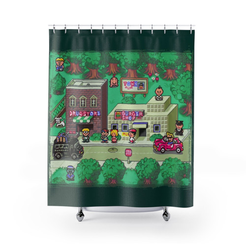 Earthbound Town Shower Curtains for SNES Retro Gamers