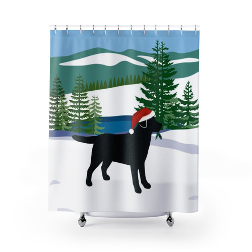 Black Labrador Christmas Shower Curtains