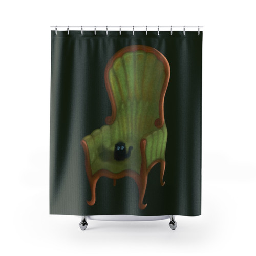 Cute small cat on a chair shower curtain