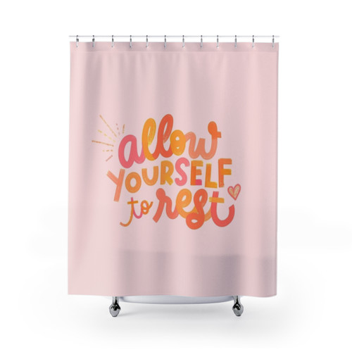 Colorful Rest Shower Curtains with Motivational Quotes