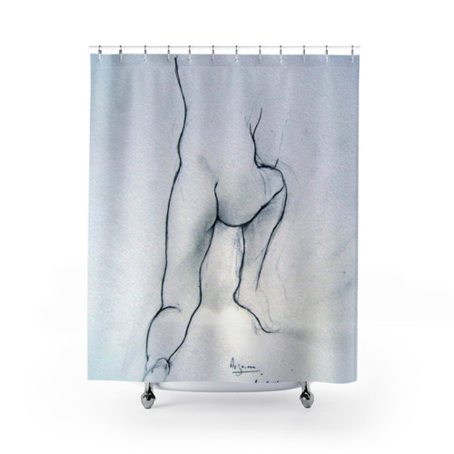 Artistic shower curtains featuring youth imagery