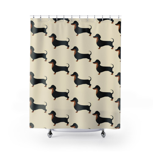 Dachshund Shower Curtain with Cute Puppy Design