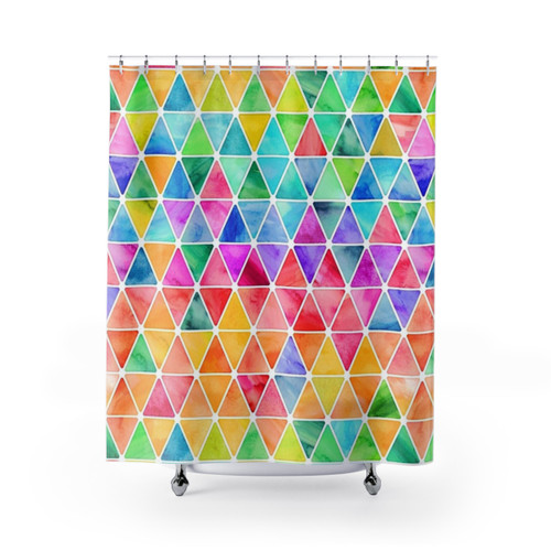Colorful Geometric Watercolor Shower Curtains