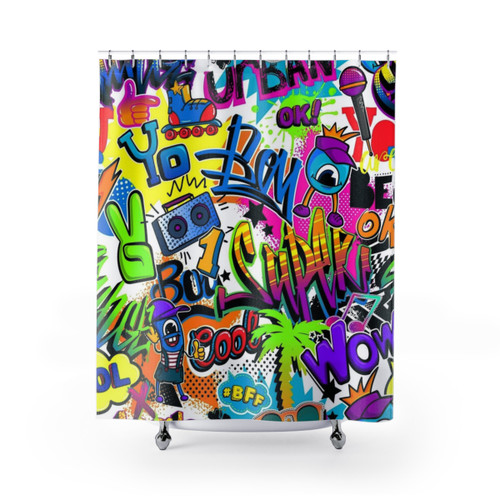 Colorful Graffiti Tropic Shower Curtain