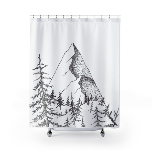 Scenic mountain landscape shower curtain