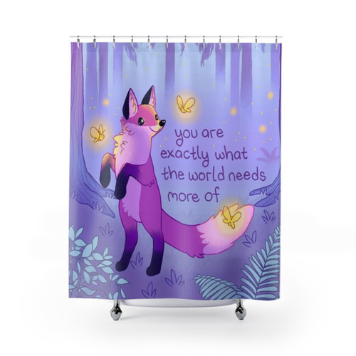 Kind Fox and Fireflies Dance Shower Curtains
