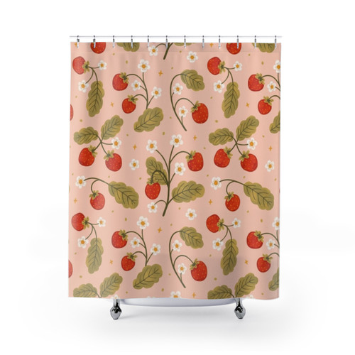 Cute strawberry pattern shower curtain