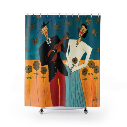 Sunflower Couple Shower Curtains - Vibrant Floral Bathroom Decor