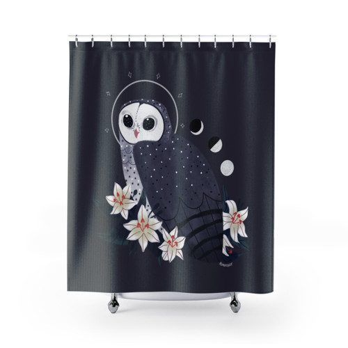 Sooty Owl Shower Curtain with Magical Familiar Design