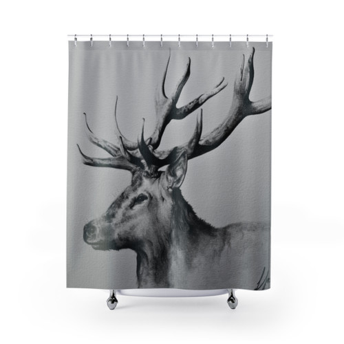 Realistic Stag Shower Curtain for Bathroom Decor