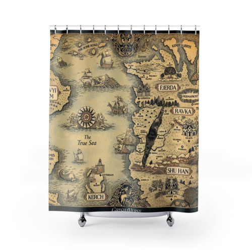 Colored Grishaverse Map Shower Curtain - Shadow and Bone Design