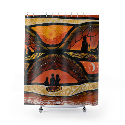 Aboriginal Camping Ground Shower Curtains by Native Creations