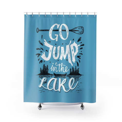 Go Jump In The Lake Shower Curtains - Lake and Nature Themed Bathroom Decor