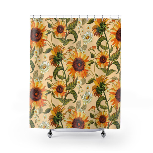 Retro Sunflower Shower Curtains - Vintage 70s Pattern