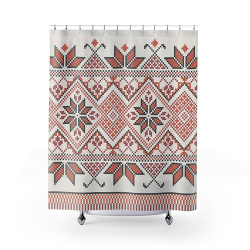 Traditional Palestinian Embroidered Shower Curtain