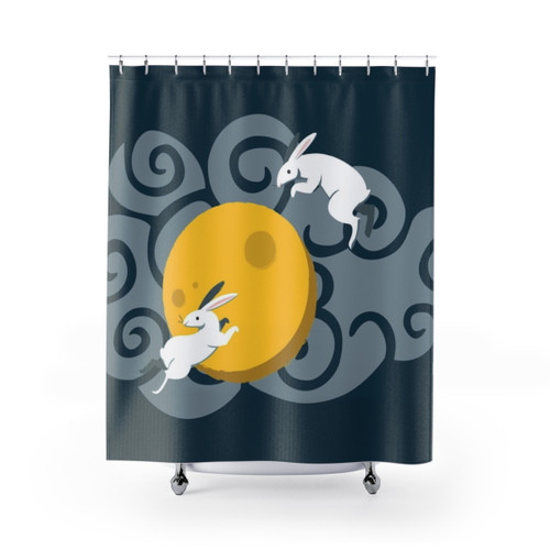 Japanese Moon Bunnies Shower Curtain