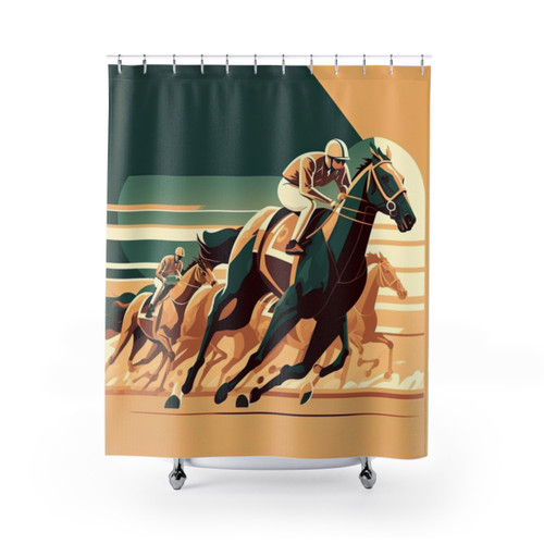 Vintage Art Deco Horse Racing Shower Curtain