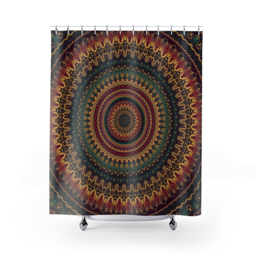 Vibrant Mandala Shower Curtain for Boho Bathroom Decor
