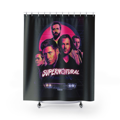 Supernatural-themed shower curtains featuring characters from the show