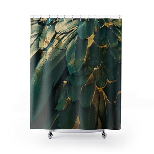 Feather Glitter Shower Curtains - Decorative Bathroom Curtain