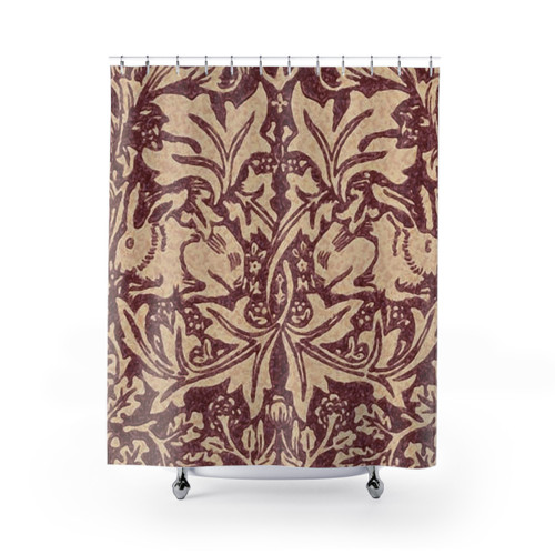William Morris Brer Rabbit Burgundy Patterned Shower Curtains