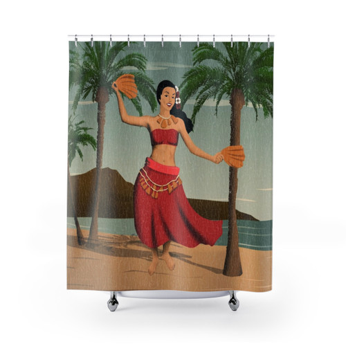 Vintage Hawaiian Hula Girl Shower Curtains