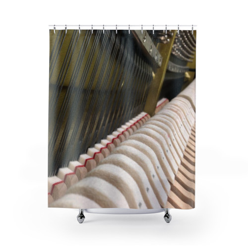 Piano-themed shower curtains for music enthusiasts