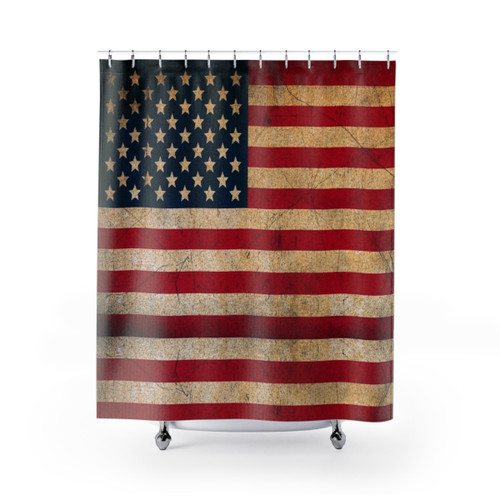 Vintage American Flag Shower Curtain
