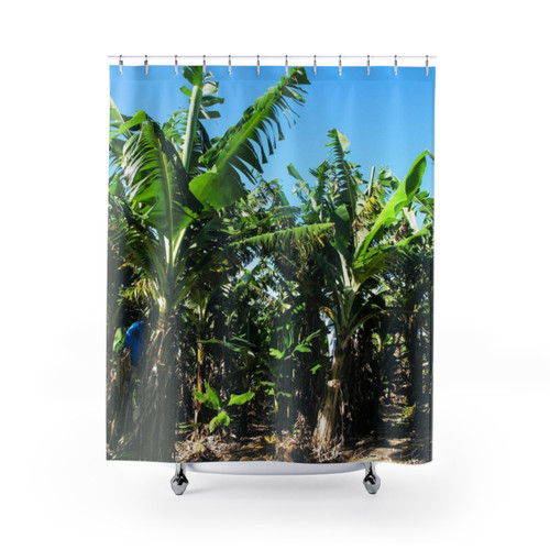 Banana plant shower curtain